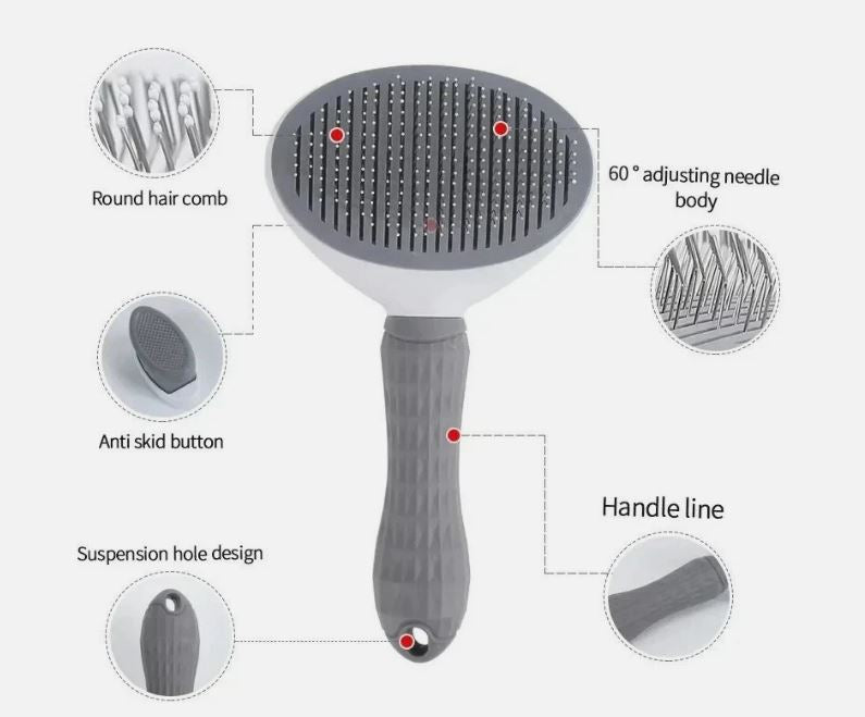 Pet Dog Cat Self Cleaning Slicker Brush Hair Remover Grooming Deshedding Comb