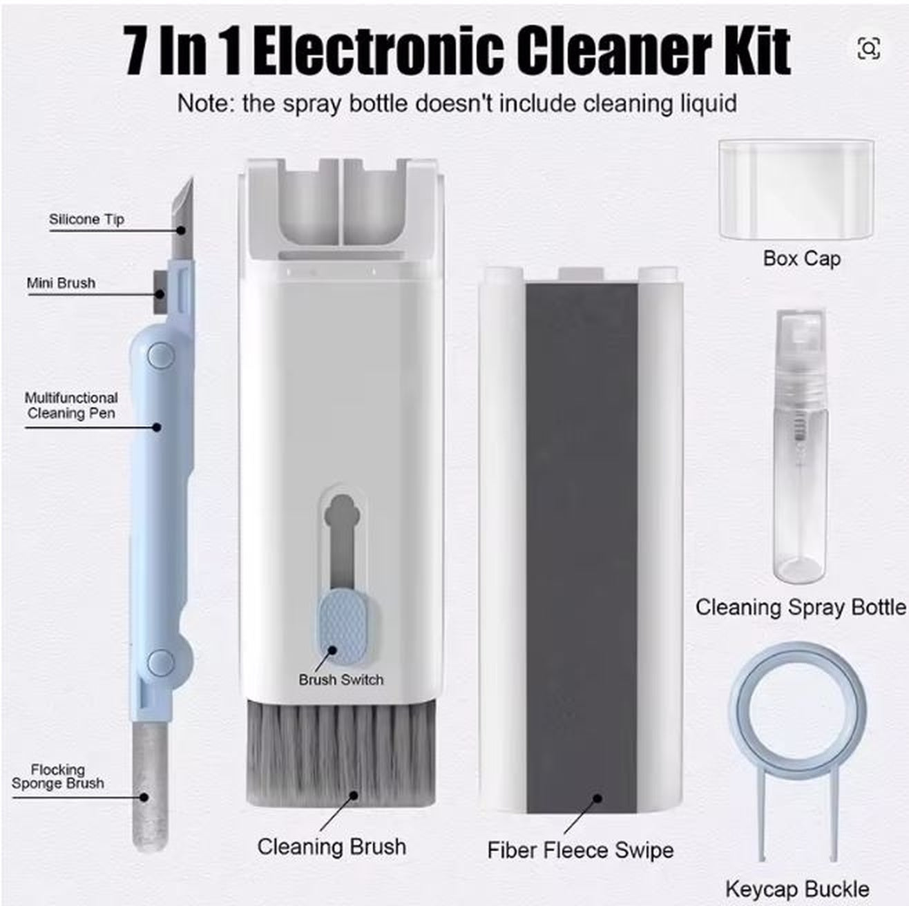 7-in-1 Keyboard Cleaning Kit – Computer & Laptop Cleaner Brush Set, Earbud Cleaning Pen, Keycap Puller for PC, Headphones & Electronics